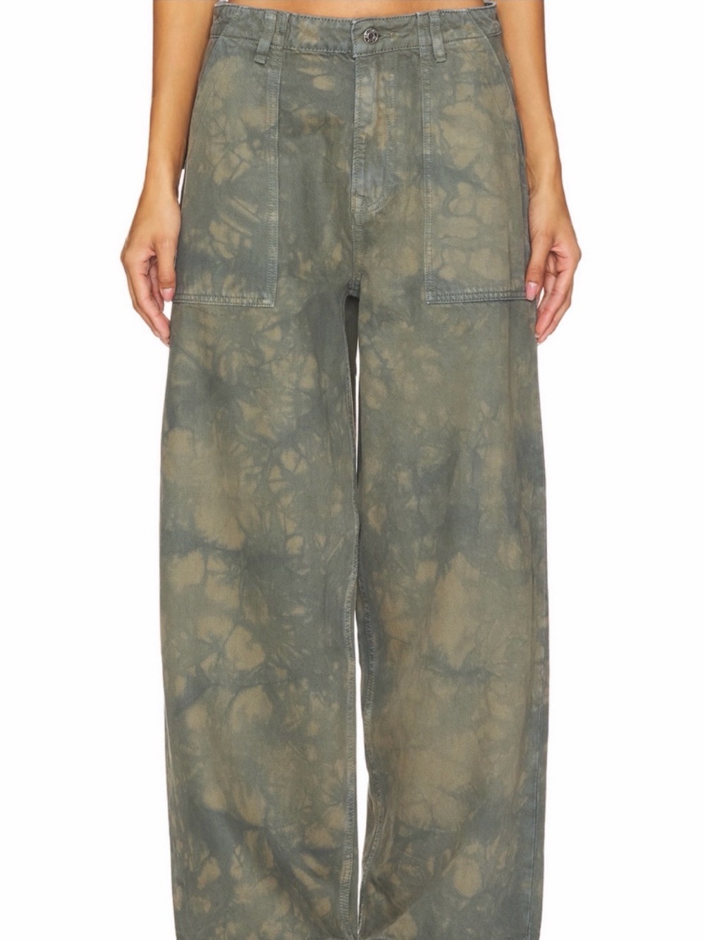 GRLFRND Olive Tie-Dye Wide Leg Jeans